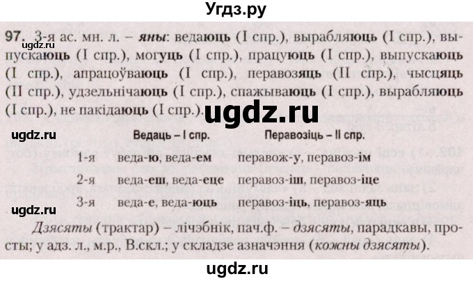ГДЗ (Решебник №2 к учебнику 2020) по белорусскому языку 7 класс Валочка Г.М. / практыкаванне / 97