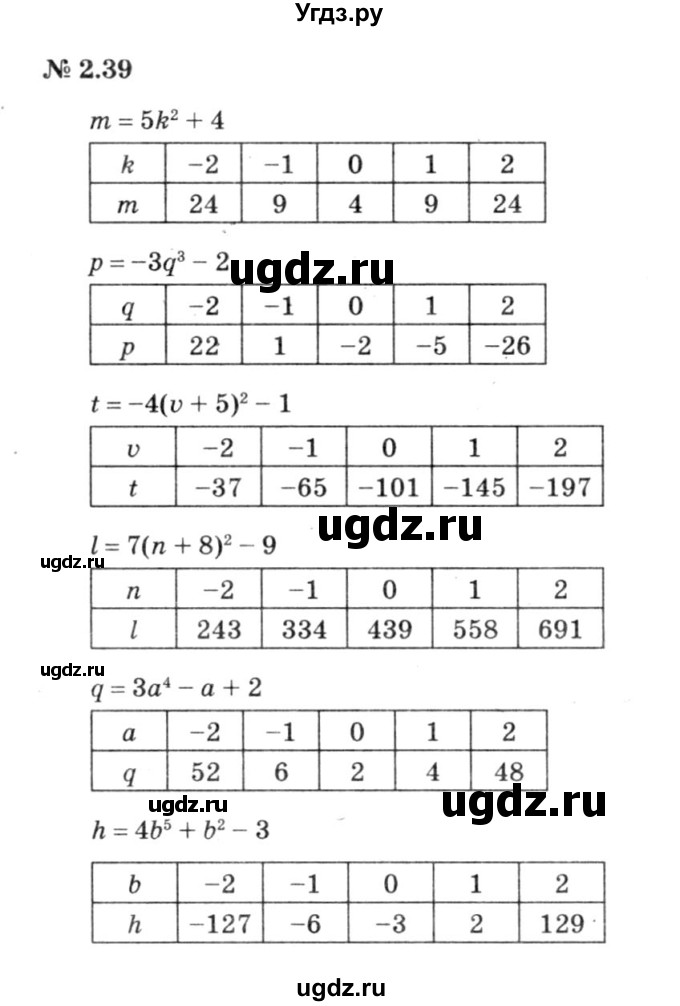 ГДЗ (решебник №3) по алгебре 7 класс Е.П. Кузнецова / глава 2 / 39