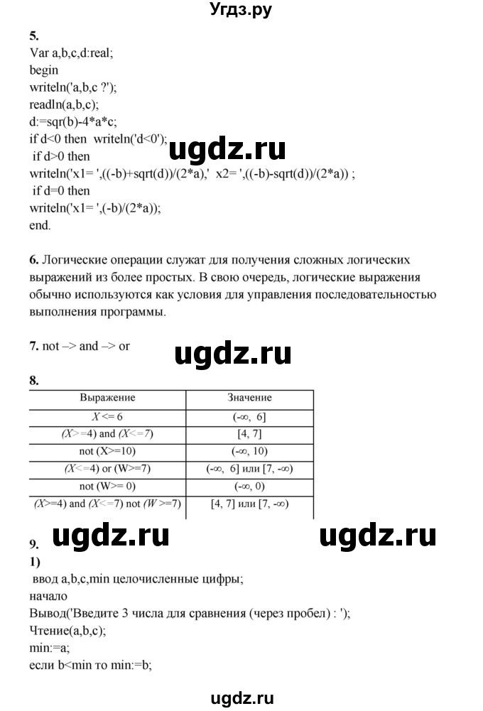 ГДЗ (Решебник) по информатике 9 класс (рабочая тетрадь) Семакин И.Г. / часть 2 / классные работа / 5 (стр. 28)(продолжение 2)