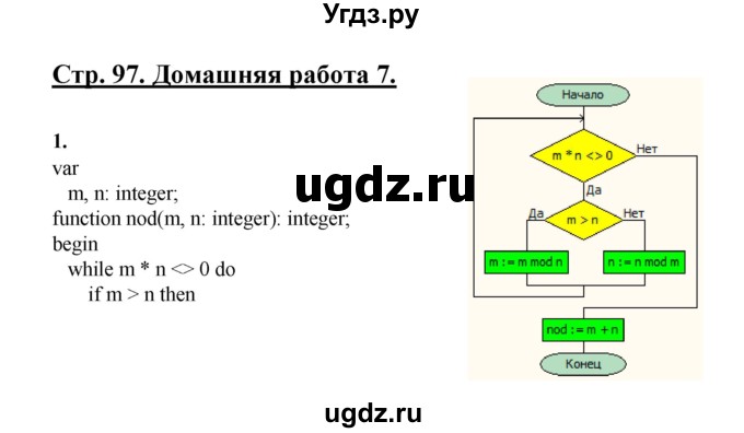 ГДЗ (Решебник) по информатике 9 класс (рабочая тетрадь) Семакин И.Г. / часть 2 / домашние работа / 7 (стр. 97)