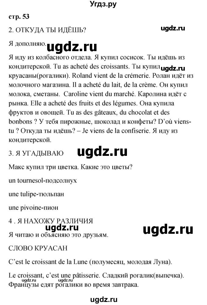 ГДЗ (Решебник) по французскому языку 3 класс (рабочая тетрадь) Кулигина А.С. / страница / 53