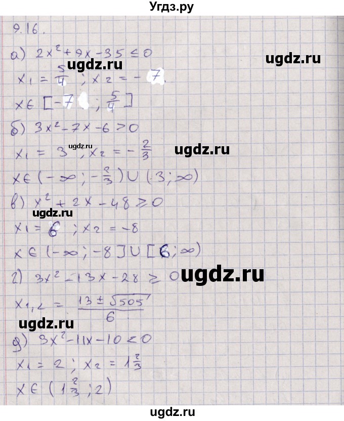 ГДЗ (Решебник) по алгебре 9 класс Мордкович А.Г. / §9 / 9.16