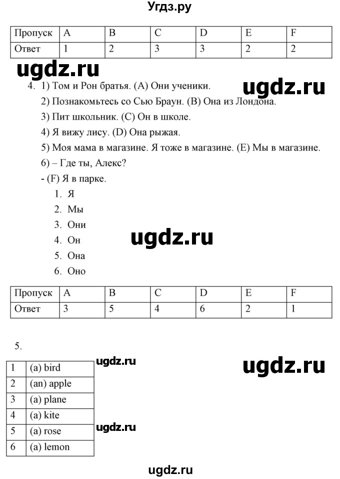 ГДЗ (Решебник) по английскому языку 3 класс (Подготовка к Всероссийским проверочным работам) Афанасьева О.В. / повторение учебного материала 2 класс / годовая проверочная работа / 2(продолжение 2)