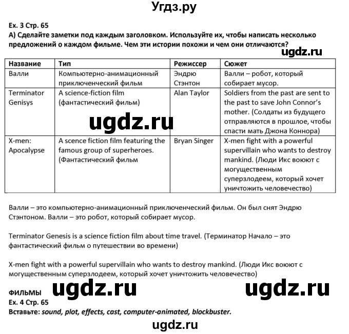 ГДЗ (Решебник) по английскому языку 7 класс (Excel) Эванс В. / страница / 65