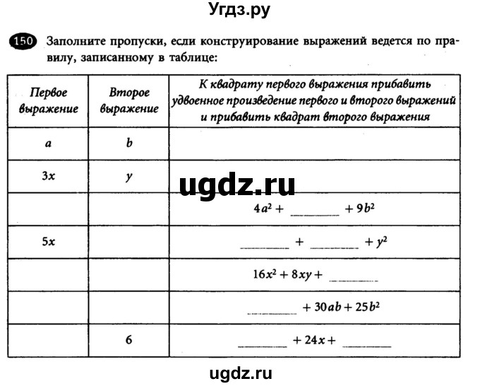 ГДЗ (Учебник) по алгебре 7 класс (рабочая тетрадь) Лебединцева Е. А. / задание / 150