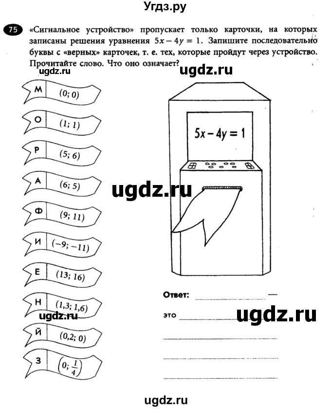 ГДЗ (Учебник) по алгебре 7 класс (рабочая тетрадь) Лебединцева Е. А. / задание / 75