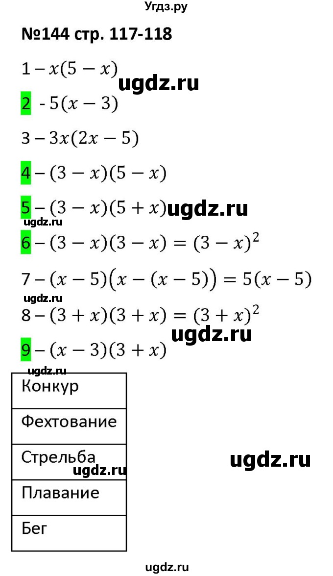 ГДЗ (Решебник) по алгебре 7 класс (рабочая тетрадь) Лебединцева Е. А. / задание / 144