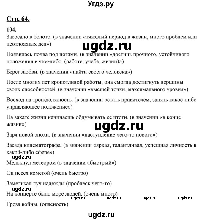 ГДЗ (Решебник) по русскому языку 10 класс Рыбченкова Л.М. / упражнение / 104