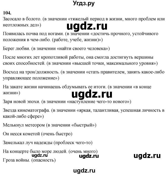 ГДЗ (Решебник) по русскому языку 10 класс Рыбченкова Л.М. / упражнение / 104