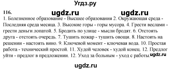 ГДЗ (Решебник) по русскому языку 10 класс Рыбченкова Л.М. / упражнение / 116