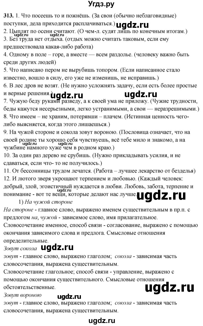 ГДЗ (Решебник) по русскому языку 10 класс Рыбченкова Л.М. / упражнение / 313