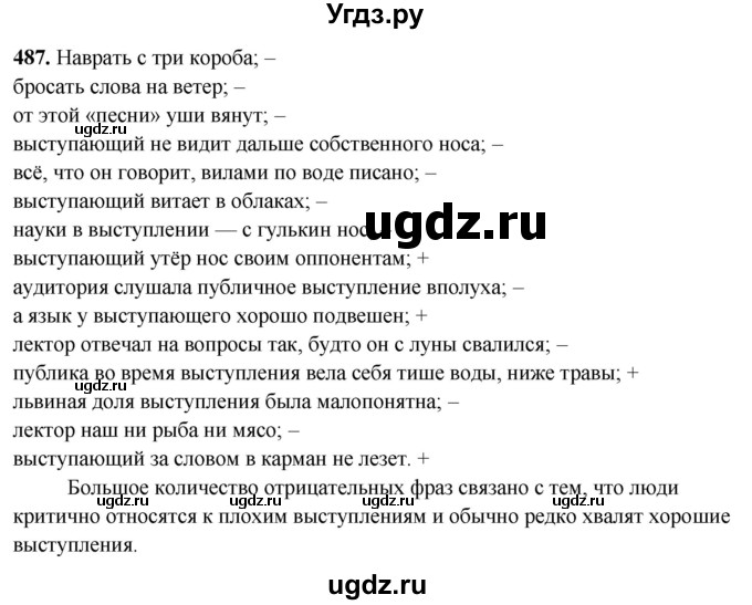 ГДЗ (Решебник) по русскому языку 10 класс Рыбченкова Л.М. / упражнение / 487