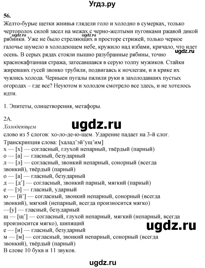 ГДЗ (Решебник) по русскому языку 10 класс Рыбченкова Л.М. / упражнение / 56