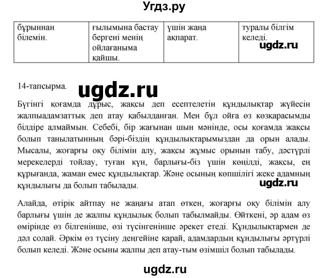 ГДЗ (Решебник) по казахскому языку 10 класс Дәулетбекова Ж. / бет (страница) / 14(продолжение 3)