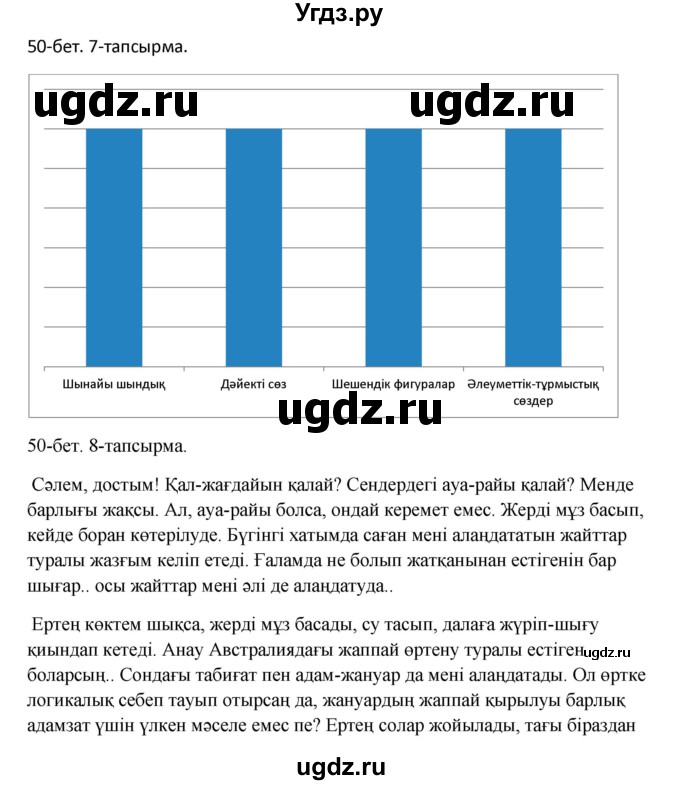 ГДЗ (Решебник) по казахскому языку 10 класс Дәулетбекова Ж. / бет (страница) / 50