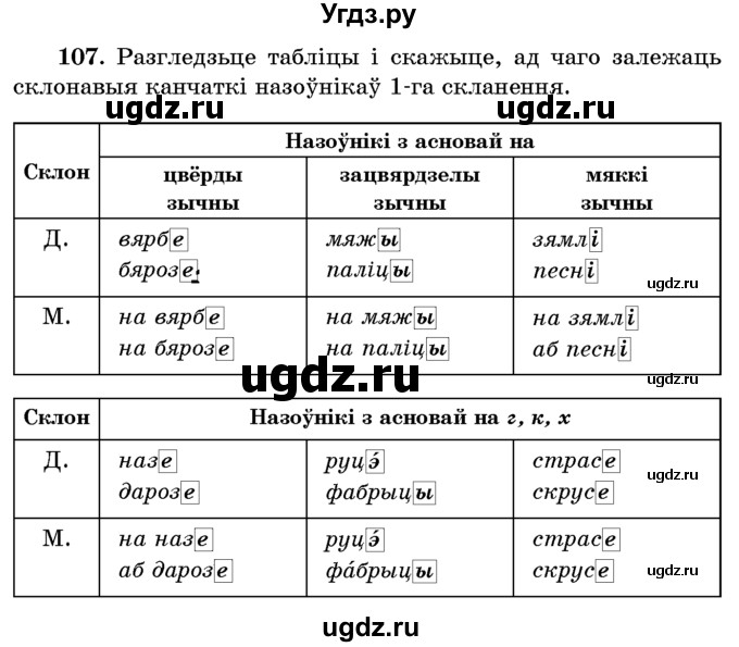 ГДЗ (Учебник) по белорусскому языку 6 класс Красней В. П. / практыкаванне / 107