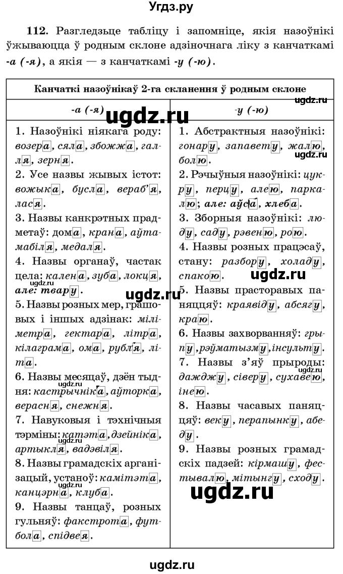 ГДЗ (Учебник) по белорусскому языку 6 класс Красней В. П. / практыкаванне / 112