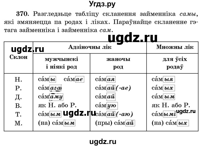 ГДЗ (Учебник) по белорусскому языку 6 класс Красней В. П. / практыкаванне / 370