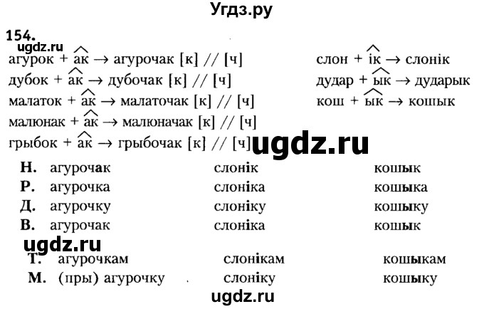 ГДЗ (Решебник №2) по белорусскому языку 6 класс Красней В. П. / практыкаванне / 154