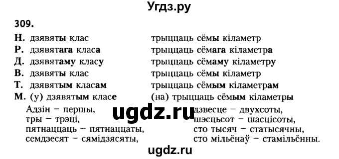 ГДЗ (Решебник №2) по белорусскому языку 6 класс Красней В. П. / практыкаванне / 309