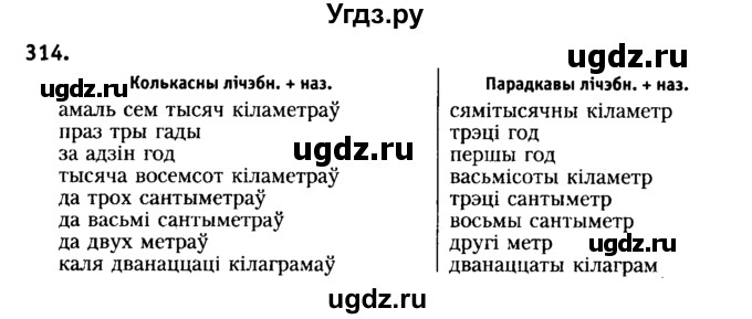 ГДЗ (Решебник №2) по белорусскому языку 6 класс Красней В. П. / практыкаванне / 314