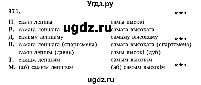 ГДЗ (Решебник №2) по белорусскому языку 6 класс Красней В. П. / практыкаванне / 371