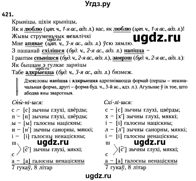 ГДЗ (Решебник №2) по белорусскому языку 6 класс Красней В. П. / практыкаванне / 421