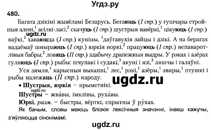 ГДЗ (Решебник №2) по белорусскому языку 6 класс Красней В. П. / практыкаванне / 480