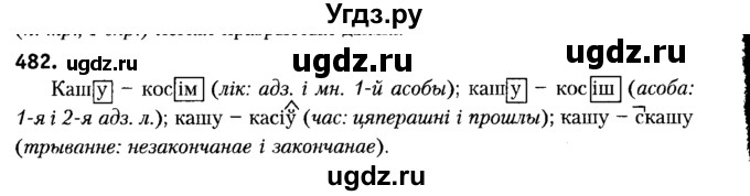 ГДЗ (Решебник №2) по белорусскому языку 6 класс Красней В. П. / практыкаванне / 482