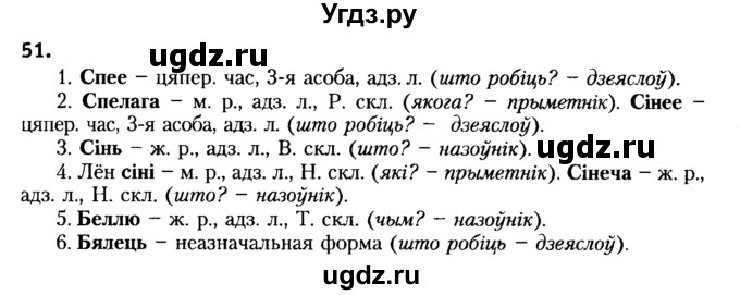 ГДЗ (Решебник №2) по белорусскому языку 6 класс Красней В. П. / практыкаванне / 51