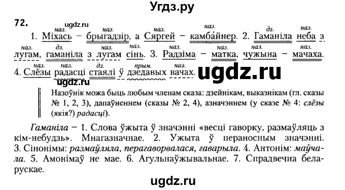 ГДЗ (Решебник №2) по белорусскому языку 6 класс Красней В. П. / практыкаванне / 72