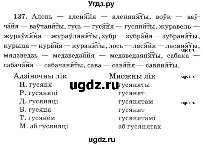 ГДЗ (Решебник №3) по белорусскому языку 6 класс Красней В. П. / практыкаванне / 137