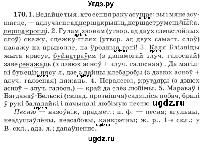 ГДЗ (Решебник №3) по белорусскому языку 6 класс Красней В. П. / практыкаванне / 170