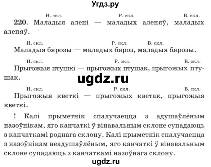 ГДЗ (Решебник №3) по белорусскому языку 6 класс Красней В. П. / практыкаванне / 220