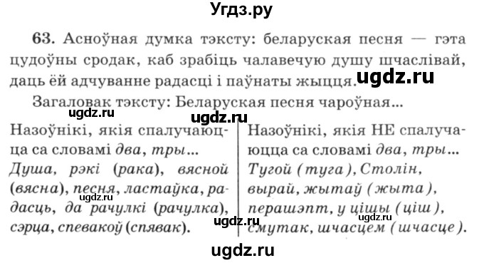 ГДЗ (Решебник №3) по белорусскому языку 6 класс Красней В. П. / практыкаванне / 63