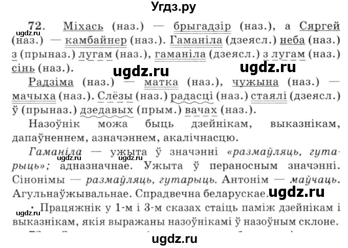 ГДЗ (Решебник №3) по белорусскому языку 6 класс Красней В. П. / практыкаванне / 72