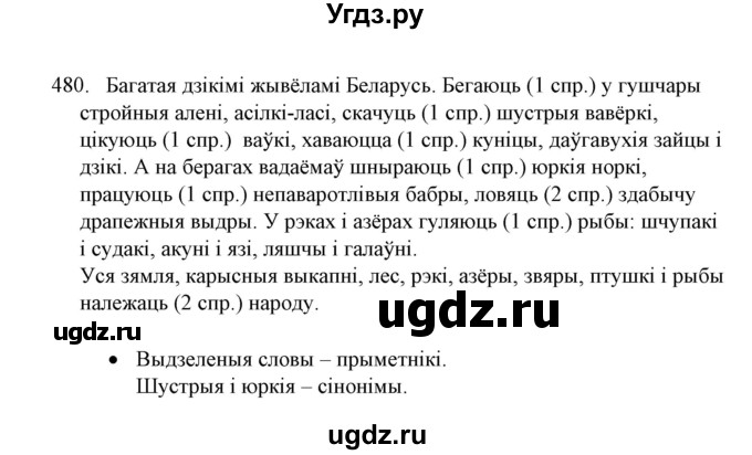 ГДЗ (Решебник №1) по белорусскому языку 6 класс Красней В. П. / практыкаванне / 480