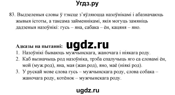 ГДЗ (Решебник №1) по белорусскому языку 6 класс Красней В. П. / практыкаванне / 83