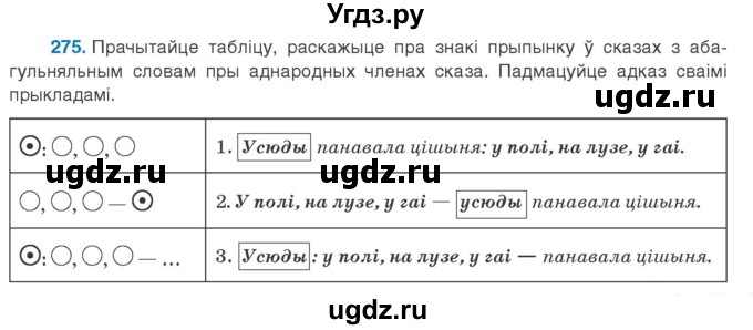 ГДЗ (Учебник 2020) по белорусскому языку 8 класс Бадзевіч З. І. / учебник 2020 / практыкаванне / 275