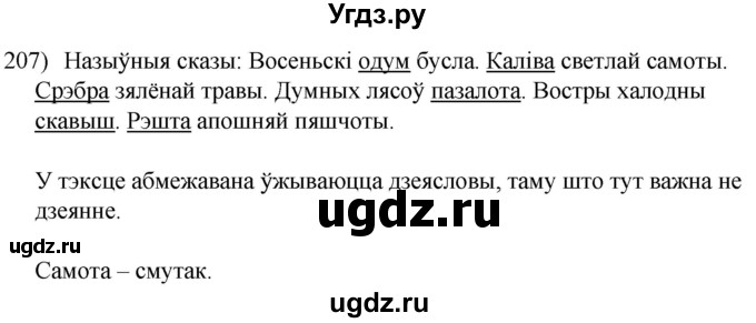 ГДЗ (Решебник к учебнику 2020) по белорусскому языку 8 класс Бадзевіч З. І. / учебник 2020 / практыкаванне / 207
