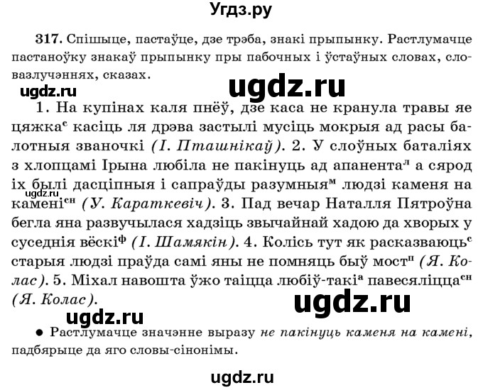 ГДЗ (Учебник 2016) по белорусскому языку 8 класс Бадзевіч З. І. / учебник 2016 / практыкаванне / 317