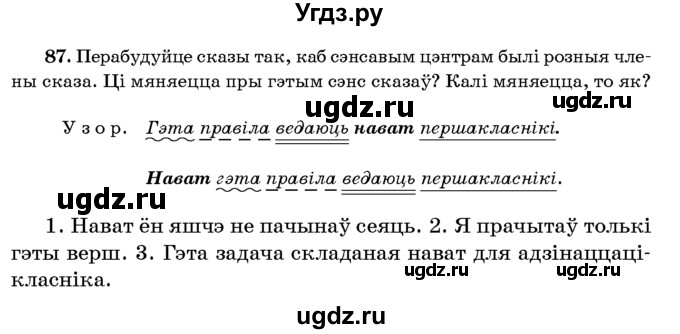 ГДЗ (Учебник 2016) по белорусскому языку 8 класс Бадзевіч З. І. / учебник 2016 / практыкаванне / 87