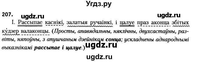 ГДЗ (Решебник №2 к учебнику 2016) по белорусскому языку 8 класс Бадзевіч З. І. / учебник 2016 / практыкаванне / 207