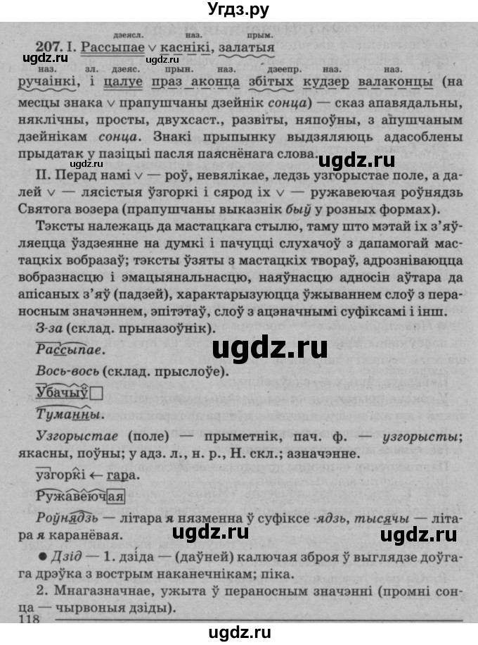 ГДЗ (Решебник №3 к учебнику 2016) по белорусскому языку 8 класс Бадзевіч З. І. / учебник 2016 / практыкаванне / 207