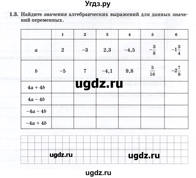 ГДЗ (Учебник) по алгебре 7 класс (рабочая тетрадь) Зубарева И.И. / §1 / 1.3