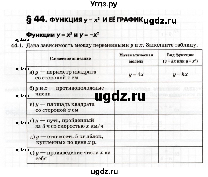 ГДЗ (Учебник) по алгебре 7 класс (рабочая тетрадь) Зубарева И.И. / §44 / 44.1