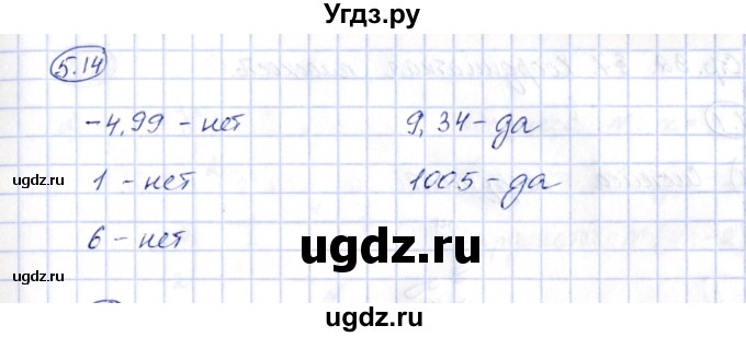 ГДЗ (Решебник) по алгебре 7 класс (рабочая тетрадь) Зубарева И.И. / §5 / 5.14