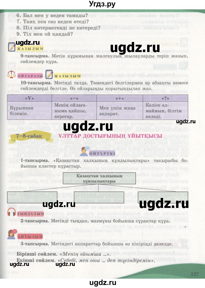 ГДЗ (Учебник) по казахскому языку 7 класс Косымова Г. / страницы (бет) / 127