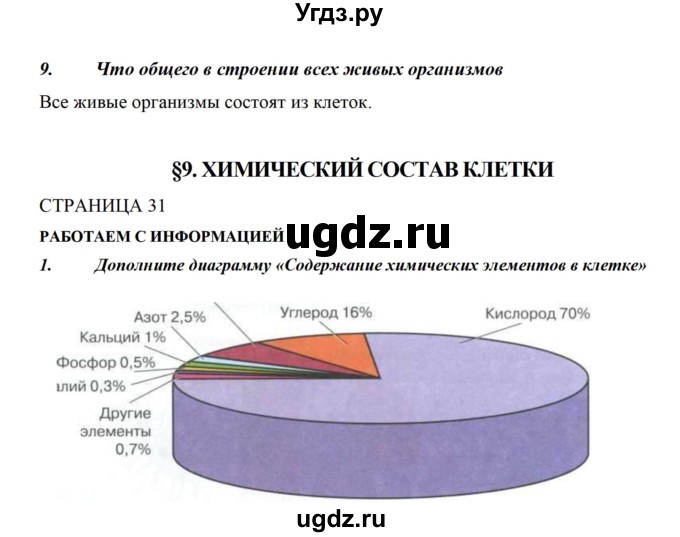 ГДЗ (Решебник) по биологии 5 класс (рабочая тетрадь) Сивоглазов В.И. / страница / 31(продолжение 2)