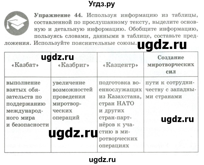 ГДЗ (Учебник) по русскому языку 9 класс Кульгильдинова Т.А. / упражнение (жаттығу) / 44